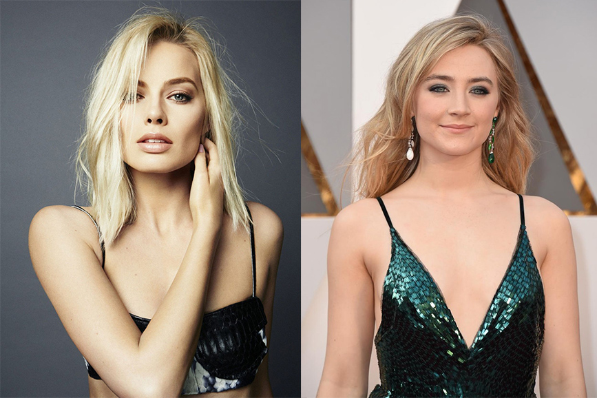 Joe Alwyn con Margot Robbie e Saoirse Ronan